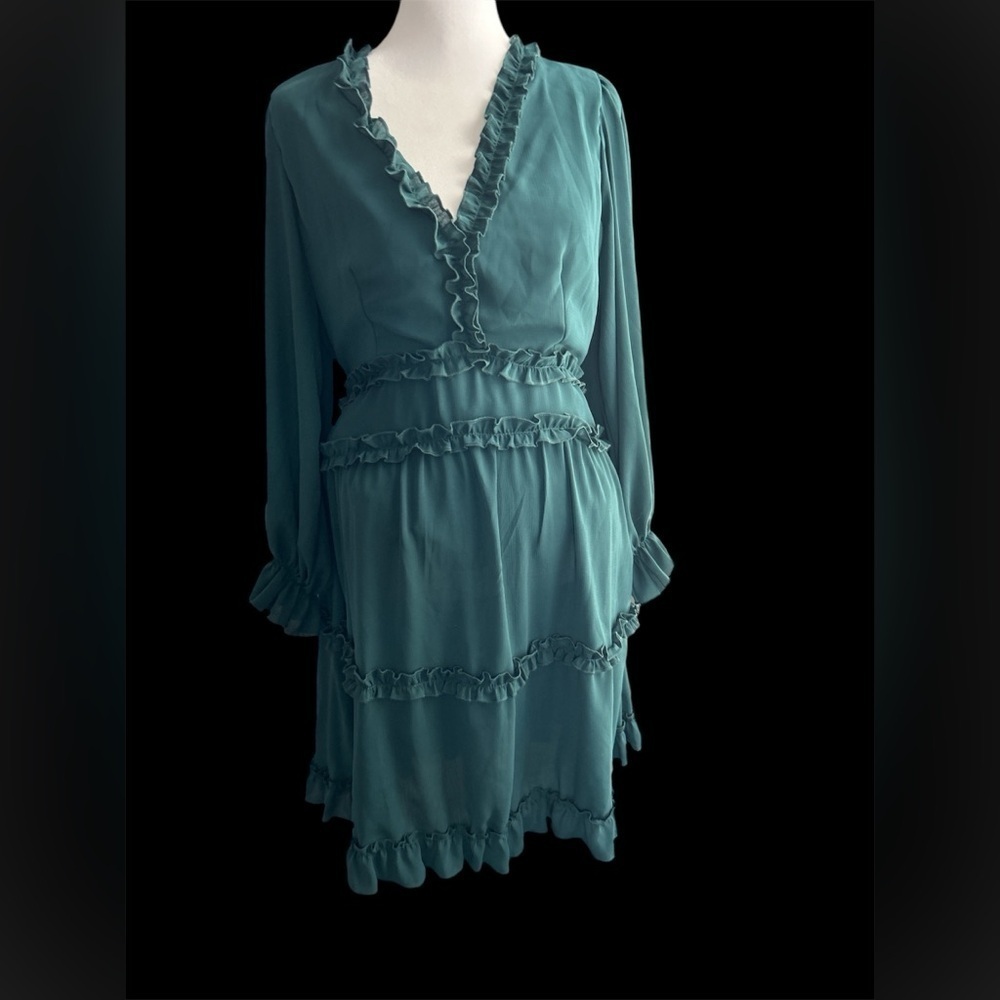Amazon Brand Forrest green mini dress. Long sleeves